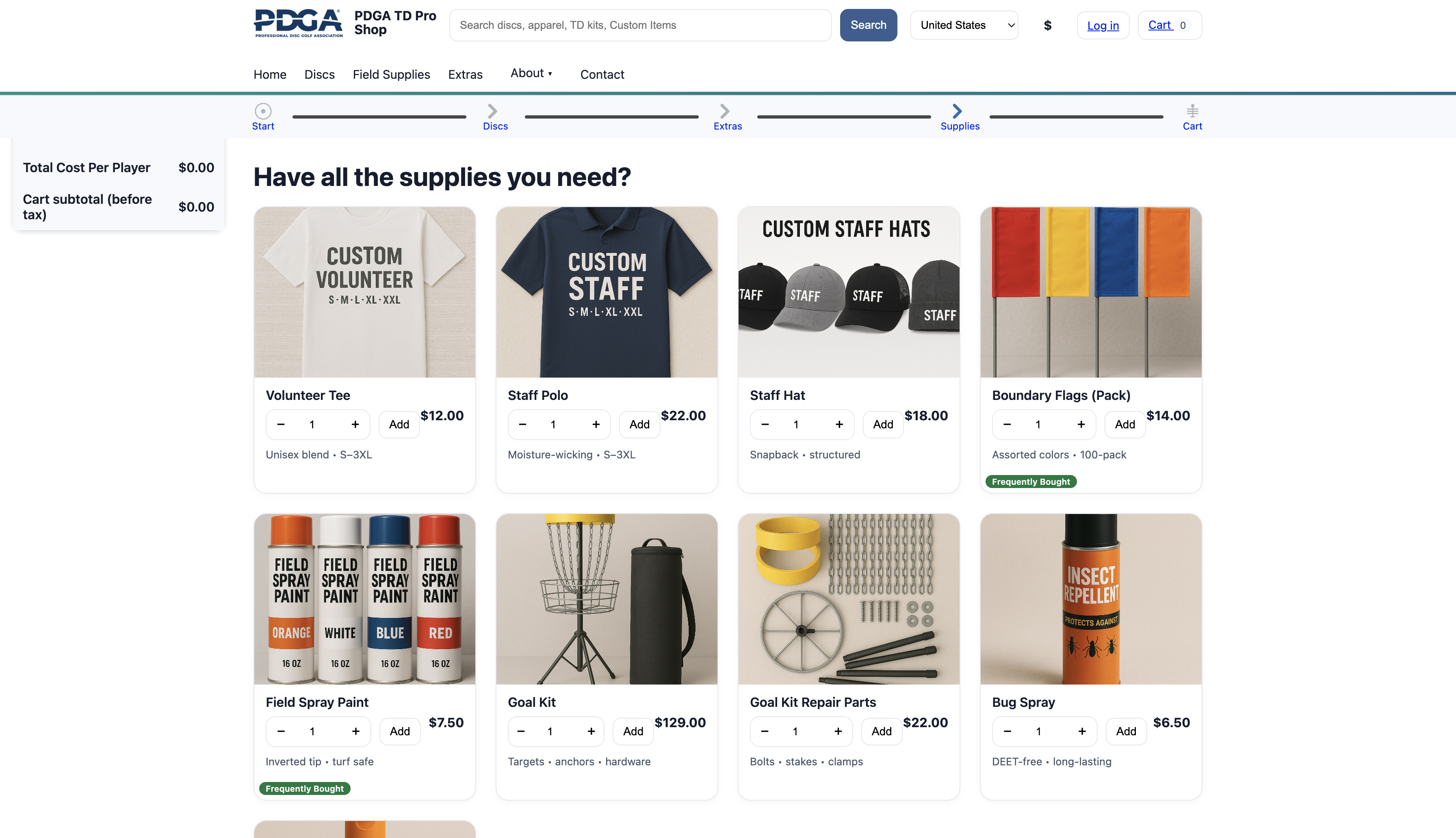 Screenshot of the Disc Golf Marketplace interface showing product listings and search filters
